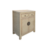 Distressed Gray Color 2 Drawers Doors End Table Nightstand Cabinet ws4368S