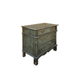 Distressed Gray Brownish Marks 3 Drawers Credenza Storage Cabinet ws4370S