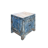 Distressed Ink Light Blue Mix Color Small End Table Nightstand Cabinet ws4375S