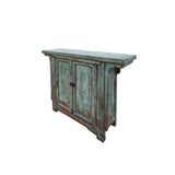 Vintage Distressed Turquoise Finish Slim Narrow Foyer Side Table ws4378S