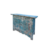 Distressed Light Bright Blue Doors Credenza Sideboard Console Table ws4380S