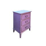 Distressed Lavender Purple 3 Drawers Flare Legs End Table Nightstand ws4383S