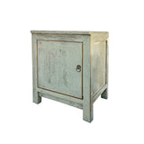 Oriental Distressed Light Gray 1 Door End Table Nightstand Chest ws4444S