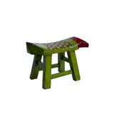 Distressed Lime Green Red Head Tail Small Fish Shape Wood Stool ws4452S