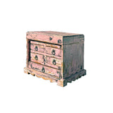 14" Distressed Faded Pink Small 5 Drawers Storage Chest Box ws4471S