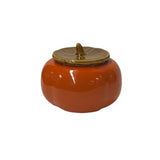 Delicate Orange Persimmon Shape Stem Lid Ceramic Display Art ws4507S