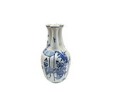 Blue White Oriental People Graphic 3 Mouths Porcelain Art Vase ws4815S