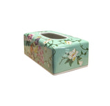 Light Blue Flower Bird Graphic Rectangular Porcelain Tissue Box Cover ws4820aS