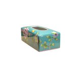 Teal Blue Flower Bird Graphic Rectangular Porcelain Tissue Box Cover ws4820DS