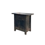 Distressed Rustic Black Rough Grain Wood Side Table Nightstand Cabinet ws4315S