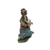 Chinese Oriental Porcelain Qing Style Dressing Cranes Bird Lady Figure ws3087S