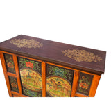 Chinese Orange Tibetan Elephant Horse Sideboard Console Table Cabinet cs7610S