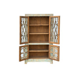 Distressed Aqua Blue Latticework Glass Doors China Bookcase Cabinet cs1335S