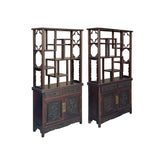 Pair Brown Oriental Two Sided Display Curio Cabinet Room Divider cs6113CS