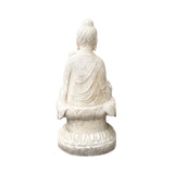 Chinese Oriental Distressed White Marble Stone Carved Sitting Buddha cs7212S