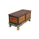 Four Side Carving Painted Vintage Tibetan Low Table Cabinet - Handcrafted Coffee Table cs975S