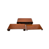 7" Set of 3 Brown Scroll Rectangular Wood Display Stand Riser st1106S