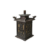 Vintage Chinese Dark Brown Wood Frame Fok Character Lantern Shape Table Lamp ws3970S