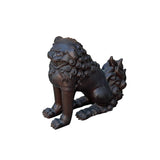 Chinese Oriental Rustic Bronze Metal Foo Dog Lion Fengshui Display Figure ws3988S