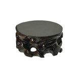 3.5" Dark Brown Wood Carving Square Round Table Top Stand Riser ws4003S