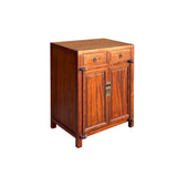 Oriental Chinese 2 Drawers Wood Pattern Brown Credenza Console Cabinet ws4018S