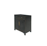 Oriental Chinese 2 Drawers Black Lacquer Wood Credenza Console Cabinet ws4062S