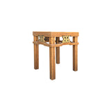 Chinese Vintage Light Brown Square Wood Ming Style Stool Table ws4063S