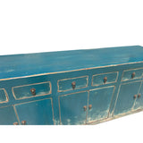 Chinese Distressed Teal Blue Sideboard Buffet Table Cabinet Credenza ws4065S