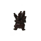 2" Oriental Brown Wood Carved Ding Shape Pen Display Stand Rest ws4073S