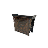 Chinese Rustic Black Vintage Point Edge Golden Graphic Credenza Cabinet ws4085S