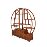 Chinese Medium Brown Round Shape Display Curio Cabinet Room Divider ws4144S