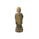 Chinese Rustic Wood Standing Prayer Hands Lohon Monk Statue ws4166S