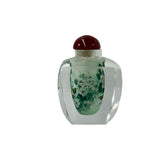 Chinese Inside Green White Flower Bird Graphic Glass Art Bottle ws4168S