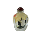 Chinese Inside Oriental Sun Cranes Graphic Glass Art Bottle ws4174S