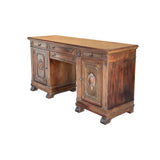 Vintage Traditional Single Plank Wood Top Carving Desk Console Table Cabinet ws4250S