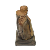 7.75" Chinese Cypress Wood Carved Irregular Shape Happy Buddha Statue ws4223S