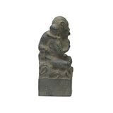 Rustic Gary Color Stone Carved Monkey Peach Accent Figure ws4224S