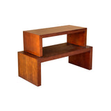 Set of 2 Simple Plank Wood Brown Rectangular Coffee Table Stand ws4251S