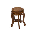 Oriental Light Brown Natural Wood Grain Round 5 Legs Stool Side Table ws4273S