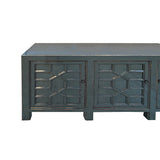 Distressed Gray Lacquer Cross Lattice Pattern Doors Sideboard Console Cabinet ws4318S