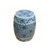 Oriental Blue and White Blossom Flowers Double Coins Porcelain Round Stool Table ws4320S