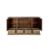 Distressed Gloss Light Olive Green 4 Doors Drawers Credenza Sideboard Console Cabinet ws4327S