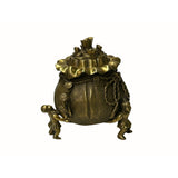 Vintage Bronze Metal Treasure Bag Ding Shape Incense Burner Display Art ws4331S