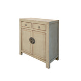 Distressed Gray Color 2 Drawers Doors End Table Nightstand Cabinet ws4368S