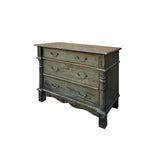 Distressed Gray Brownish Marks 3 Drawers Credenza Storage Cabinet ws4370S