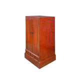 Distressed Orange Red Color Slim End Table Nightstand Cabinet ws4373S