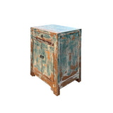 Distressed Turquoise Aqua Blue Small Cabinet End Table Nightstand ws4374S