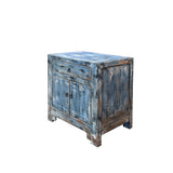 Distressed Ink Light Blue Mix Color Small End Table Nightstand Cabinet ws4375S