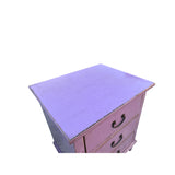 Distressed Lavender Purple 3 Drawers Flare Legs End Table Nightstand ws4383S