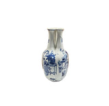 Blue White Oriental People Graphic 3 Mouths Porcelain Art Vase ws4815S